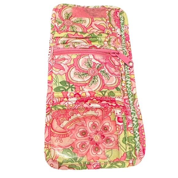 Vera Bradley Trifold Fabric Quilted Wallet Petal Paisley GreenPink 2006 Retired - Picture 3 of 5